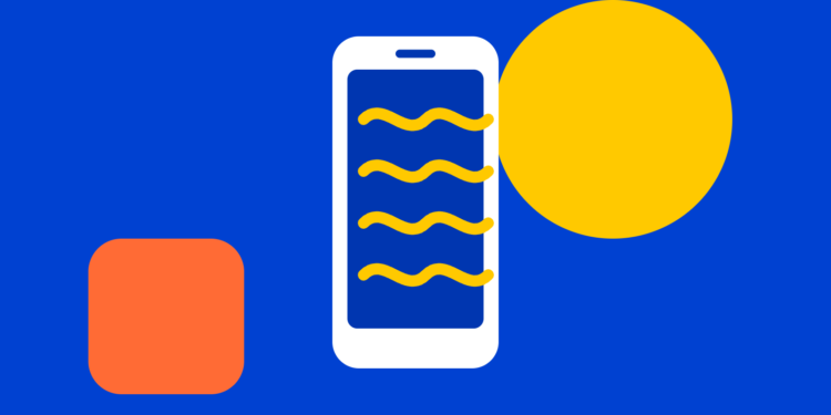 Illustratie: telefoon met golvende lijnen, symbool voor brain rot
