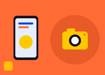 Illustratie van een camera-icoon met een schild, als symbool voor ouderlijk toezicht op Instagram