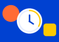 Illustratie: klok met timer, symbool voor schermtijd beperken