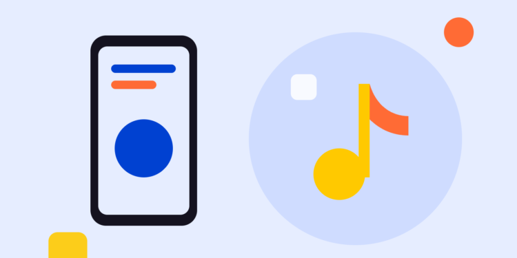 Illustratie van een smartphone met TikTok-symbool op een lichtblauwe achtergrond